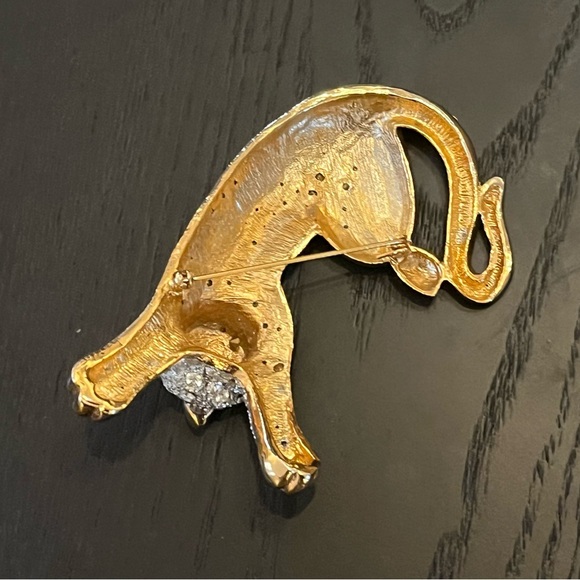 For Lisa Vintage large cat shoulder pin/brooch, rhinestone - Picture 4 of 4